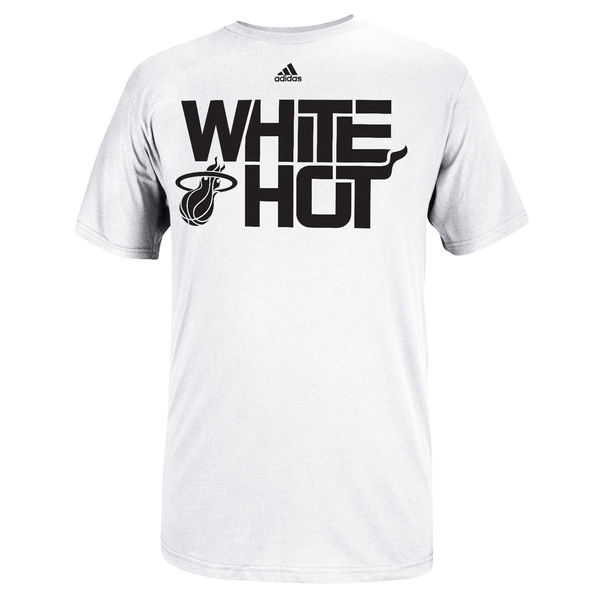 NBA Men adidas Miami Heat White Hot Playoffs Slogan TShirt White->nba t-shirts->Sports Accessory